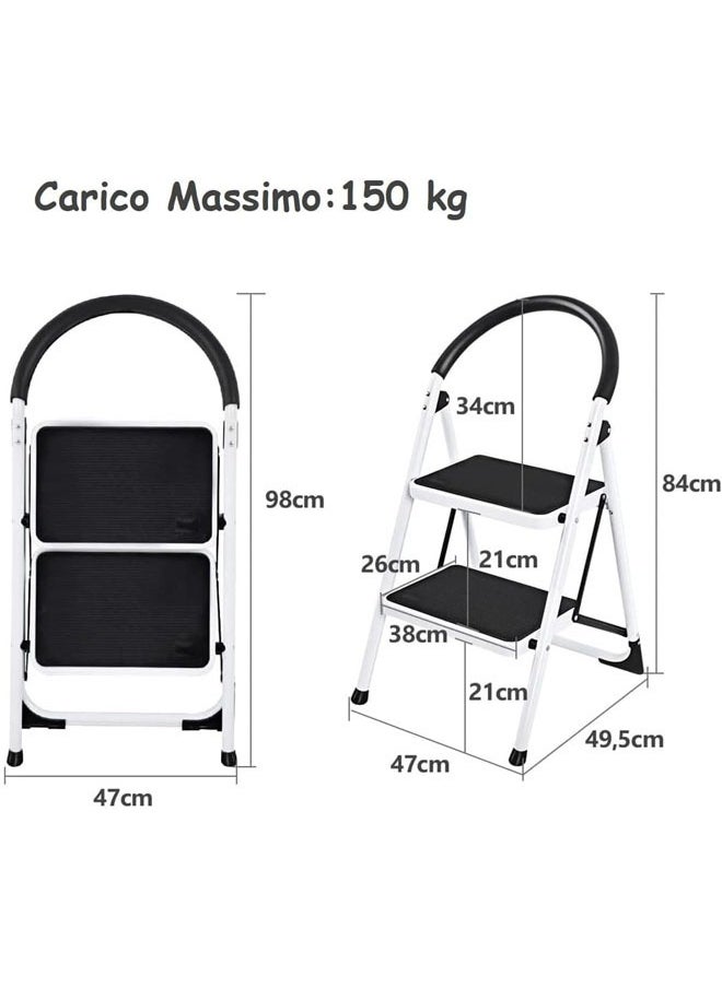 Cady One - Multi-use white two-step metal ladder - Image 1