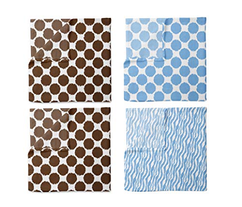 Bacati Ikat Blue/Chocolate Swaddling Muslin Blankets Set of 4 - Image 2