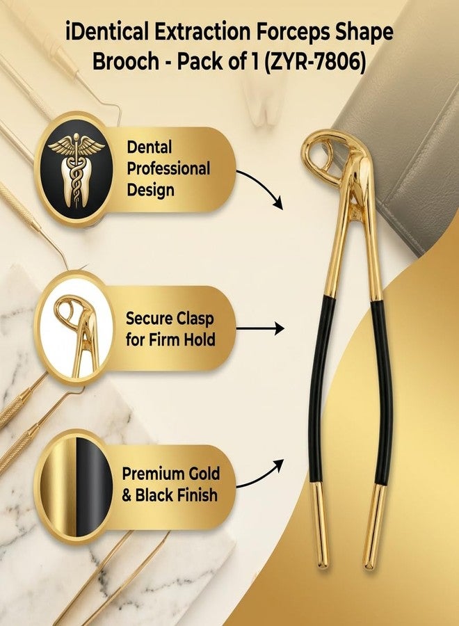 iDENTical Extraction Forceps Shape Brooch - Pack of 1 (ZYR-7806) by Dentalkart | Dental-Themed Lapel Pin for Dentists, Hygienists & Students | Elegant Metallic Finish - Image 5