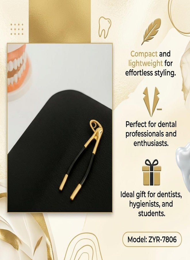 iDENTical Extraction Forceps Shape Brooch - Pack of 1 (ZYR-7806) by Dentalkart | Dental-Themed Lapel Pin for Dentists, Hygienists & Students | Elegant Metallic Finish - Image 2