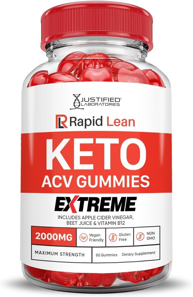 Justified Laboratories Rapid Lean Keto ACV Gummies Extreme 2000MG Rapid Lean Keto Gummies Apple Cider Vinegar Formulated with Pomegranate Beet Juice Powder B12 Vegan Non GMO 60 Gummys - Image 5