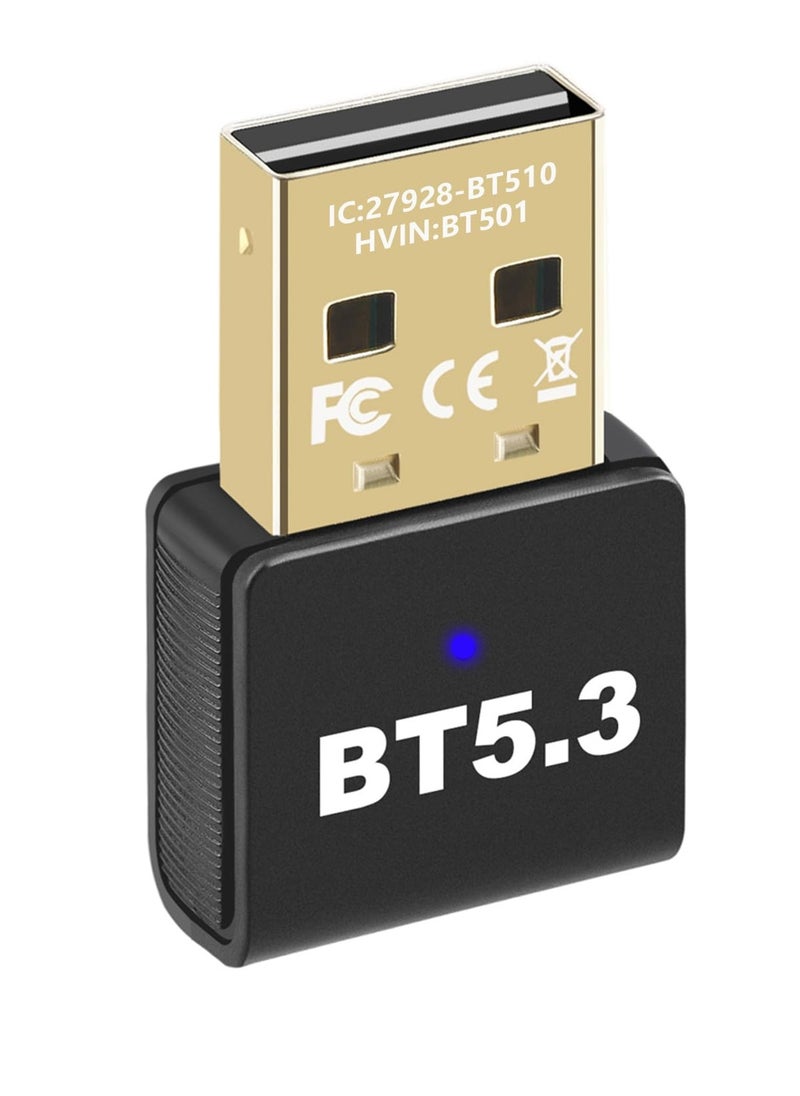 Excefore Bluetooth 5.3 USB Adapter for PC Desktop,, Wireless Transmitter Dongle for Windows 11/10/8.1/7 Computer Laptop, Plug and Play, No Driver Required, for Headset Speaker Keyboard Mouse Printer  - Image 1