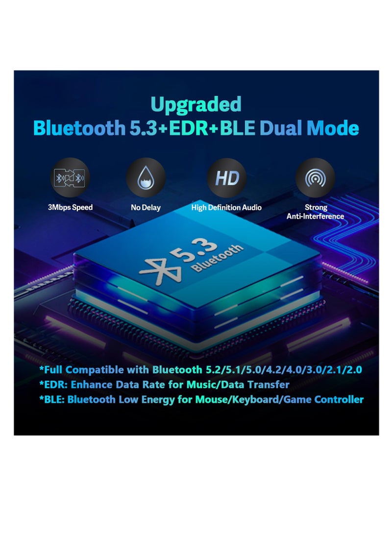 Excefore Bluetooth 5.3 USB Adapter for PC Desktop,, Wireless Transmitter Dongle for Windows 11/10/8.1/7 Computer Laptop, Plug and Play, No Driver Required, for Headset Speaker Keyboard Mouse Printer  - Image 4