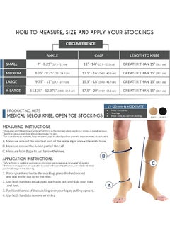 Truform Truform 15-20 mmHg Compression Stockings for Men and Women, Knee High Length, Open Toe, Beige, Medium  - Image 2