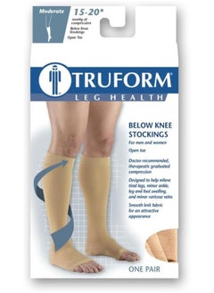 Truform Truform 15-20 mmHg Compression Stockings for Men and Women, Knee High Length, Open Toe, Beige, Medium  - Image 5