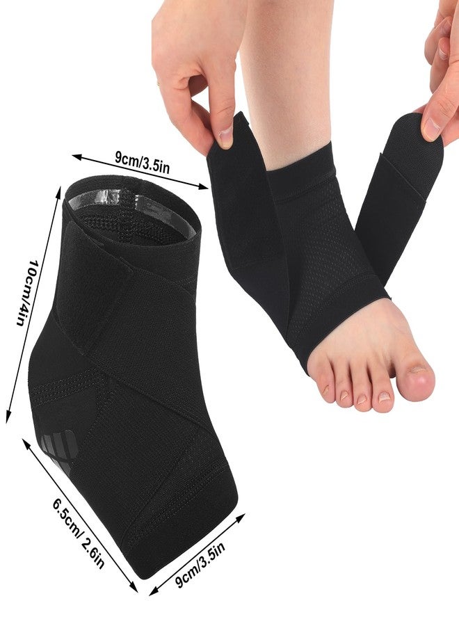 Shyyween 2 Pcs Waterproof Ankle Brace Breathable Nylon Ankle Wrap Foot Support Compression Black Sprained Ankle Sleeve for Men Women Sports Swimming Running - Image 2