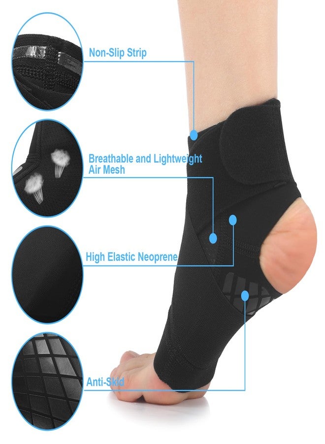 Shyyween 2 Pcs Waterproof Ankle Brace Breathable Nylon Ankle Wrap Foot Support Compression Black Sprained Ankle Sleeve for Men Women Sports Swimming Running - Image 3