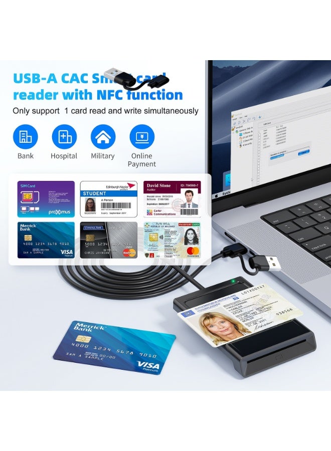 Rocketek Contact + NFC Smart Card Reader USB-A & USB-C Dual Interface, Plug & Play Smart Card Reader for ID Card SIM Card Bank Card eID Access Card, Compatible with Windows Mac Linux Android - Image 4
