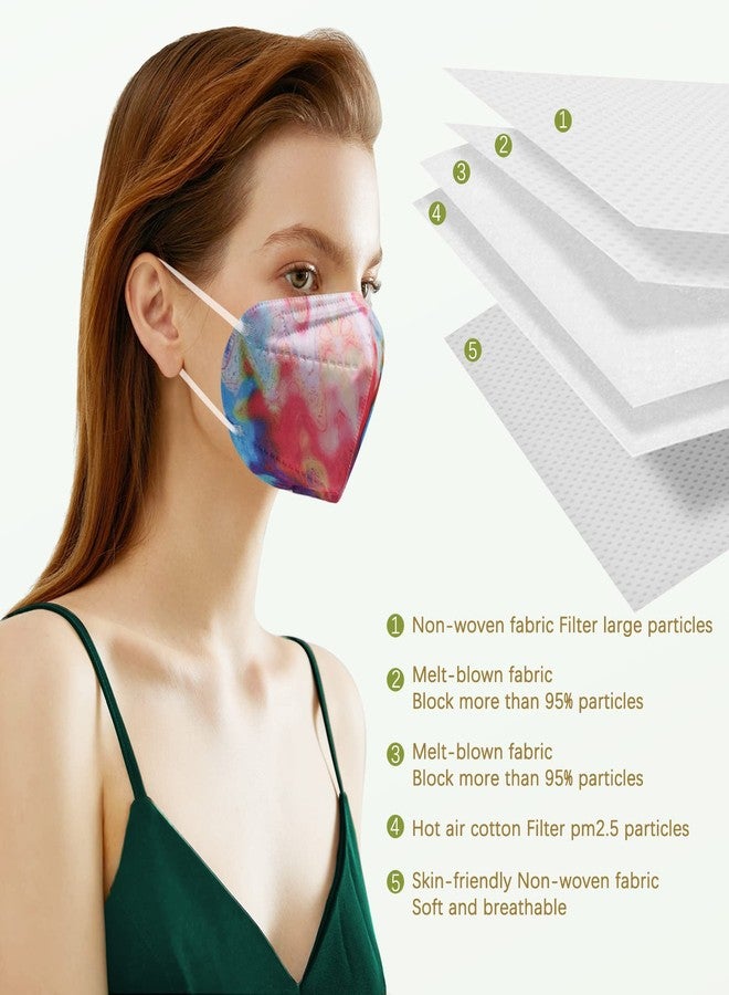 Wecolor KN95 Face Masks 50 Pack 5-Ply Breathable Safety Respirator Multicolor Cup Dust Disposable KN95 Mask - Image 3
