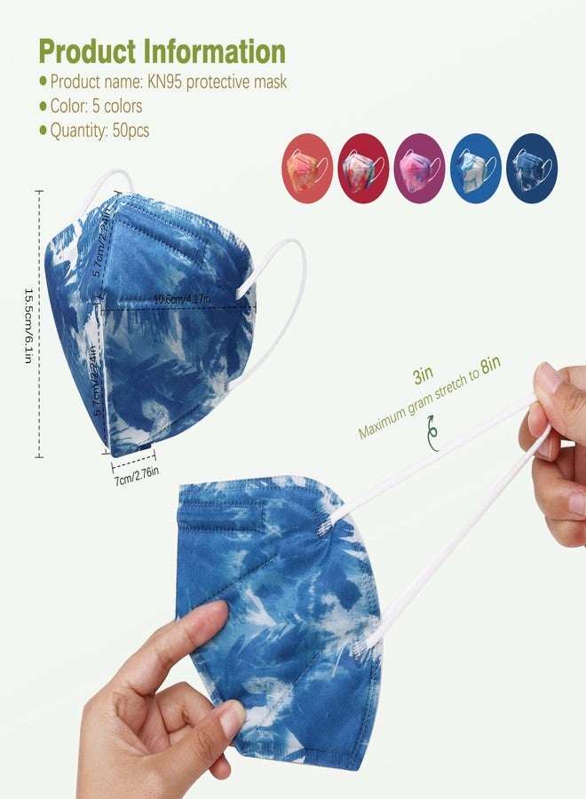 Wecolor KN95 Face Masks 50 Pack 5-Ply Breathable Safety Respirator Multicolor Cup Dust Disposable KN95 Mask - Image 2