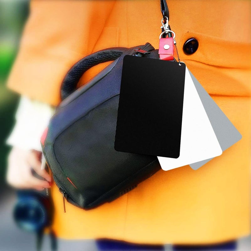 Fotokina Store 3-in-1 White Balance Card Set – 18% Gray, Black & White Exposure Cards for DSLR, Video & Film Cameras – Color Correction Tool for Photography – Size 18 cm x 12.8 cm - Image 4