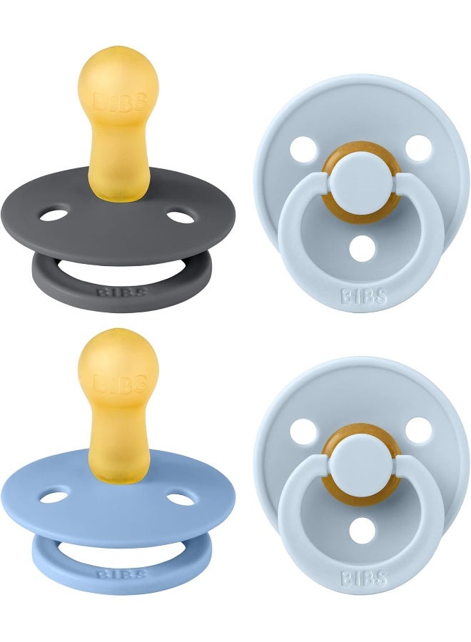 BIBS حلمة بيبس الملونة 4 عبوات، مصاصة خالية من BPA، مطاط طبيعي دائري، مصنوعة في الدنمارك. 6-18 شهر (عبوة من 2)، ألوان زرقاء للأطفال - Image 1