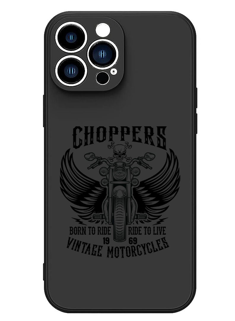 Theodor Protective Slim Fit Case Liquid Silicone Cover with Full Body Protection Anti-Scratch Shockproof Case For iPhone 13 Pro Black  - Choppers white copy - Image 1