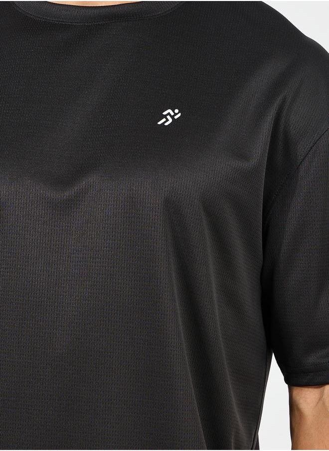 Styli Soft Texture Badge Detail Oversized Athleisure T-Shirt  - Image 3