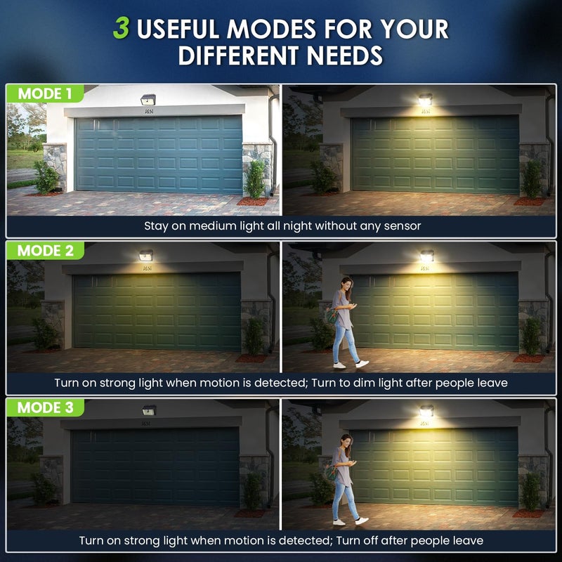 CLAONER Solar Lights Outdoor [ðŸ’ ððšðœð¤/126 LED], Wireless Motion Sensor Lights, IP65 Waterproof Security Lights 3 Modes, 270Â° Lighting Angle, Ultra-Bright Wall Lights for Deck Patio Fence Garage - Image 5
