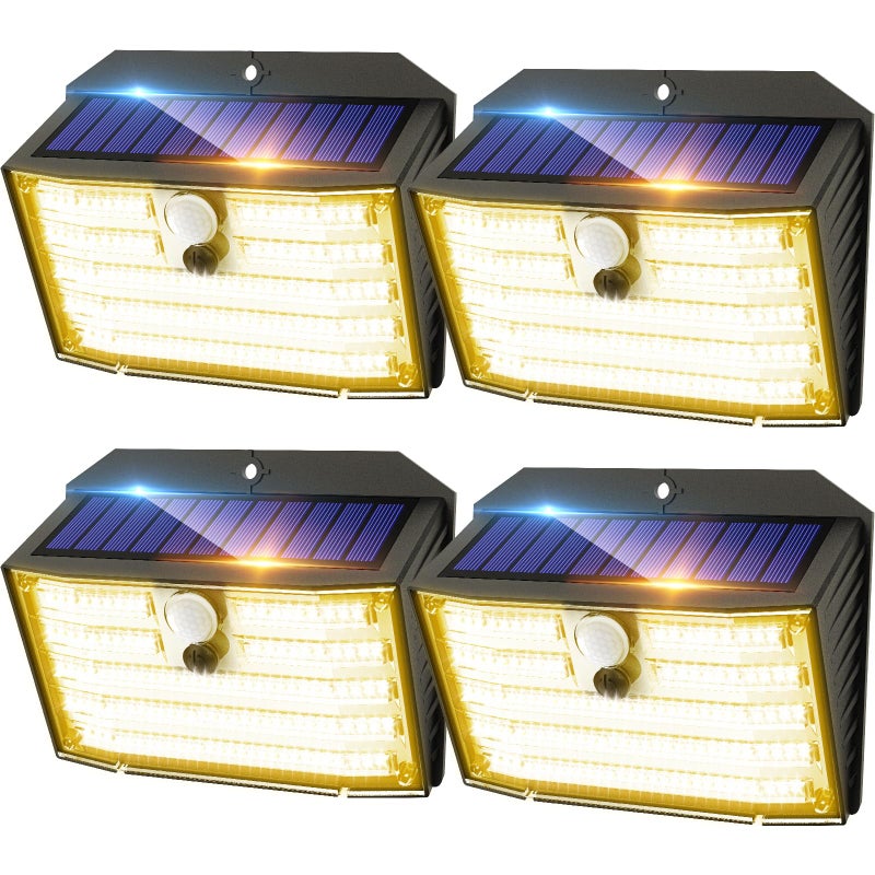 CLAONER Solar Lights Outdoor [ðŸ’ ððšðœð¤/126 LED], Wireless Motion Sensor Lights, IP65 Waterproof Security Lights 3 Modes, 270Â° Lighting Angle, Ultra-Bright Wall Lights for Deck Patio Fence Garage - Image 1