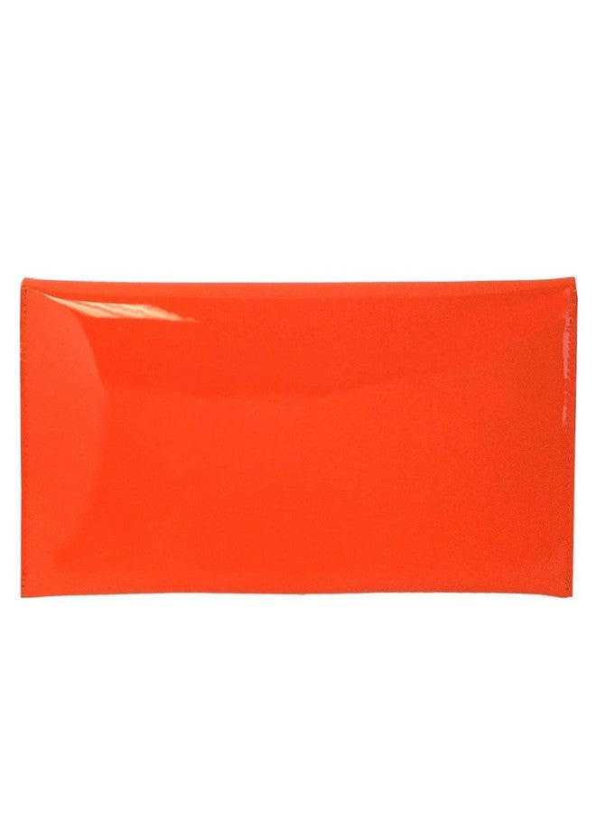 JNB Faux Patent Leather Glossy Envelope Clutch Orange - Image 2
