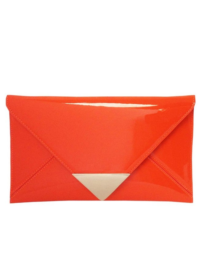 JNB Faux Patent Leather Glossy Envelope Clutch Orange - Image 1