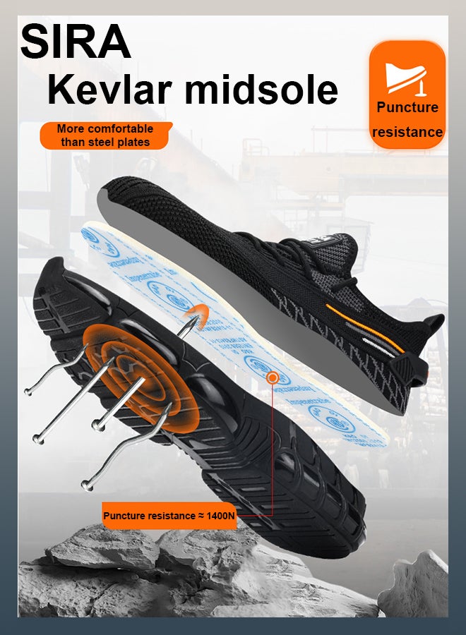 SIRA Men's Lightweight Safety Shoes - Steel Toe Work Boots Anti Slip & Puncture Proof, Breathable TPU Sole for Construction, Warehouse, Factory (Black) - Image 3