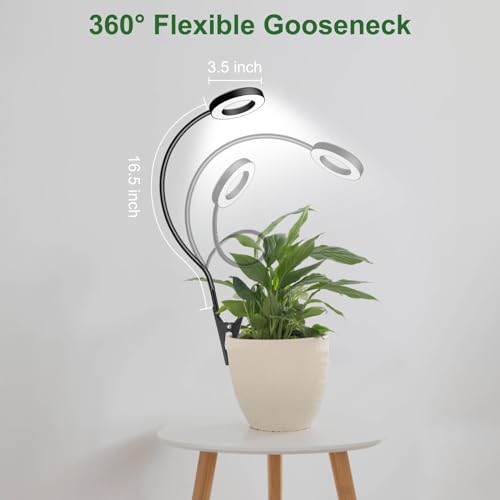 Wolezek 2 in 1 Grow Lights for Indoor Plants, 3 Colors Plant Lights with 360 Gooseneck, 48 LEDs Full Spectrum, 6/12/16H Timer, 5 Brightness, Black 3 Pack - Image 5