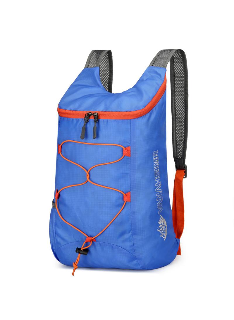 Generic Outdoor Riding Bag Ultra-Light Oxford Cloth Hiking Bag Waterproof Foldable Backpack Blue - Image 1