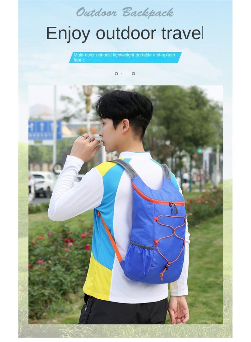 Generic Outdoor Riding Bag Ultra-Light Oxford Cloth Hiking Bag Waterproof Foldable Backpack Blue - Image 3