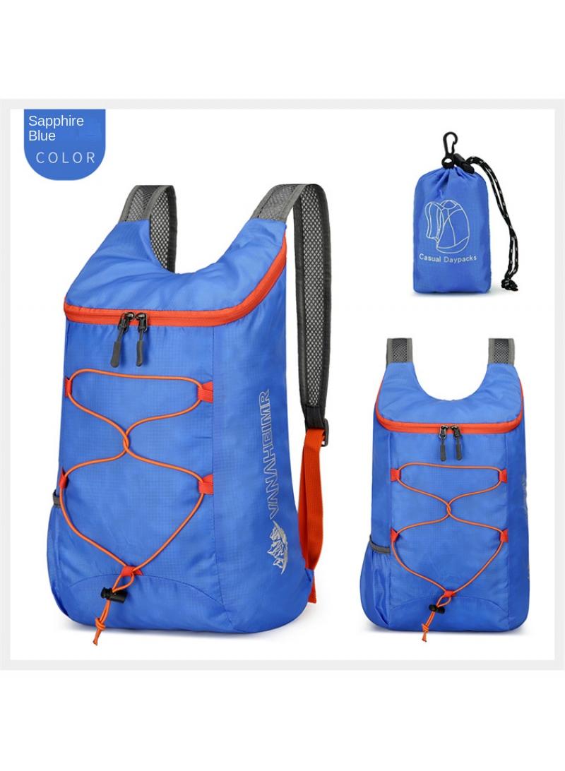 Generic Outdoor Riding Bag Ultra-Light Oxford Cloth Hiking Bag Waterproof Foldable Backpack Blue - Image 4