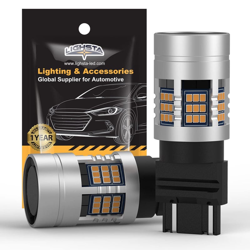 LIGHSTA 4257 4257NA Built in Resistor Anti Hyper Flash LED Bulbs Amber Yellow CANBUS Error Free Turn Signal LED Bulbs Compatible with 2019 2020 2021 F150 2022 Maverick XL XLT Pack of 2 - Image 2