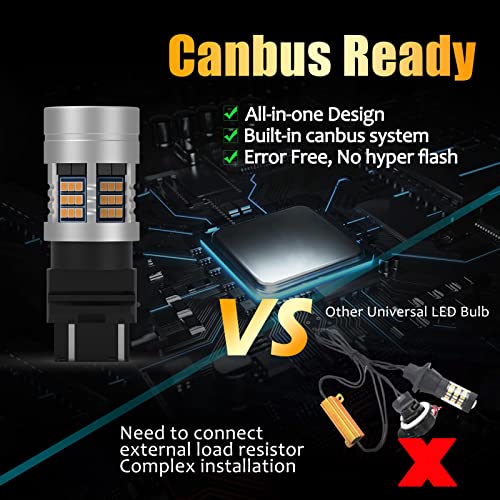 LIGHSTA 4257 4257NA Built in Resistor Anti Hyper Flash LED Bulbs Amber Yellow CANBUS Error Free Turn Signal LED Bulbs Compatible with 2019 2020 2021 F150 2022 Maverick XL XLT Pack of 2 - Image 3