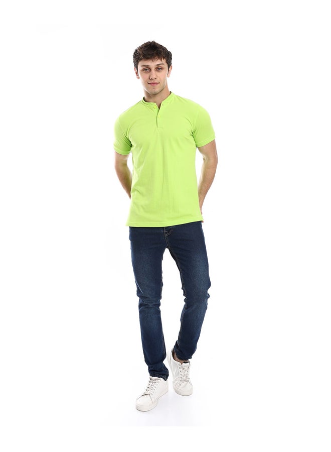 Andora Short Sleeve Basic Henely Neck T-shirt _ Light Green - Image 1