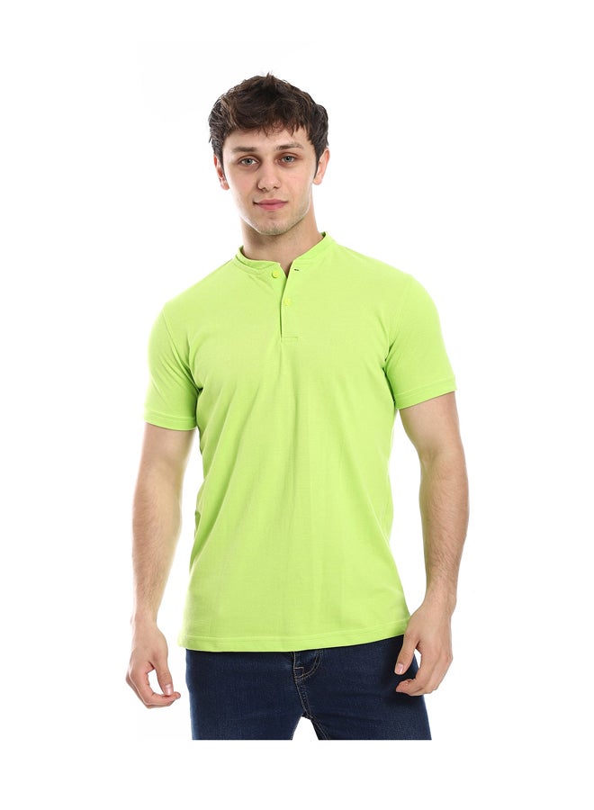 Andora Short Sleeve Basic Henely Neck T-shirt _ Light Green - Image 2