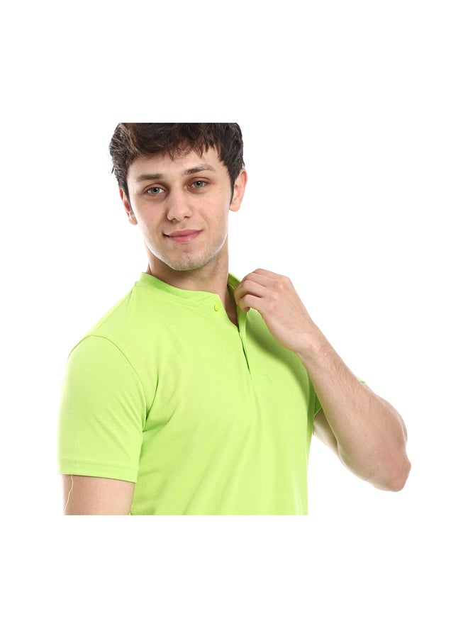 Andora Short Sleeve Basic Henely Neck T-shirt _ Light Green - Image 4