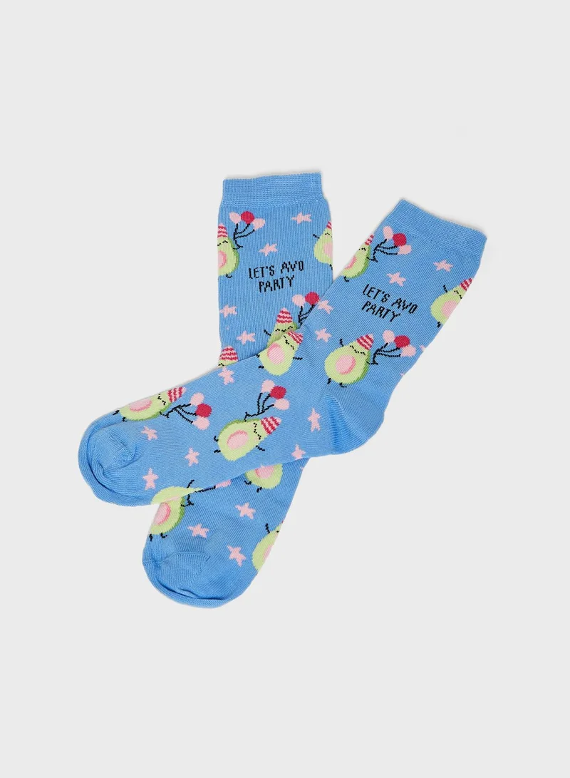 NEW LOOK Let'S Avo Party Avocado Star Socks