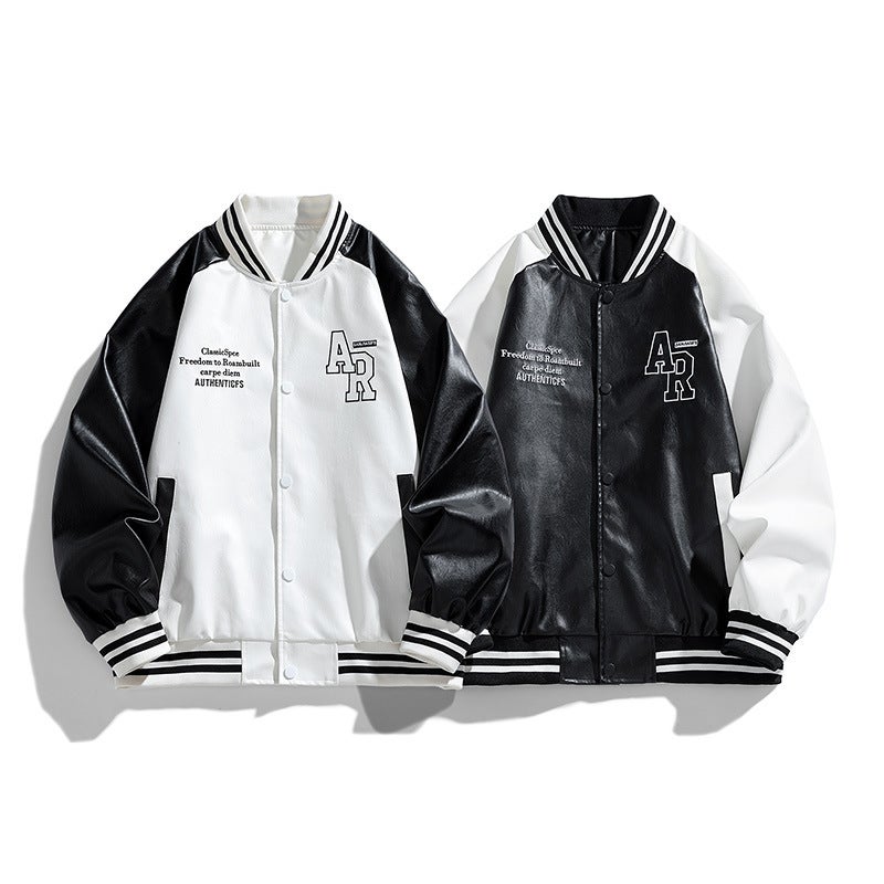 Plus Size Trendy Brand Fashion Coat Collar Casual New Loose Men'S Motorcycle Leather Jacket - Image 2