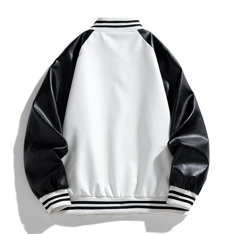 Plus Size Trendy Brand Fashion Coat Collar Casual New Loose Men'S Motorcycle Leather Jacket - Image 5