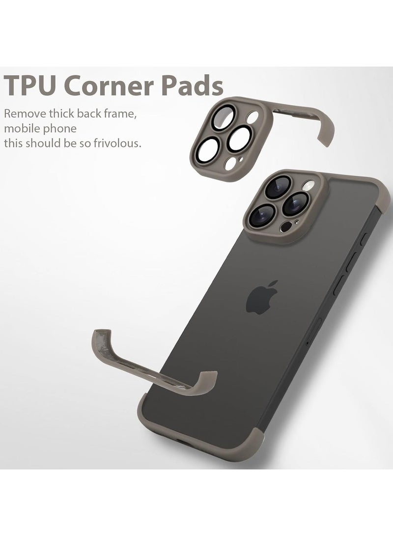 يوارب كينج 1Pcs iPhone Case TPU Bumper, Compatible for iPhone 16 Pro Case with Thin Lens Protection Case, Frameless Four Corner Fall Protection Mat, Slim Shockproof Soft TPU Silicone Cover, Grey - Image 2