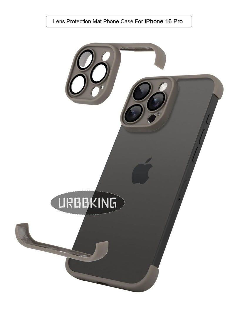 يوارب كينج 1Pcs iPhone Case TPU Bumper, Compatible for iPhone 16 Pro Case with Thin Lens Protection Case, Frameless Four Corner Fall Protection Mat, Slim Shockproof Soft TPU Silicone Cover, Grey - Image 1