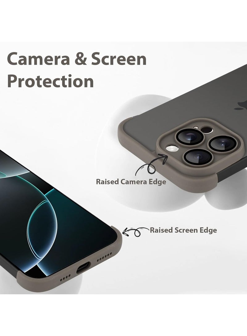 يوارب كينج 1Pcs iPhone Case TPU Bumper, Compatible for iPhone 16 Pro Case with Thin Lens Protection Case, Frameless Four Corner Fall Protection Mat, Slim Shockproof Soft TPU Silicone Cover, Grey - Image 3