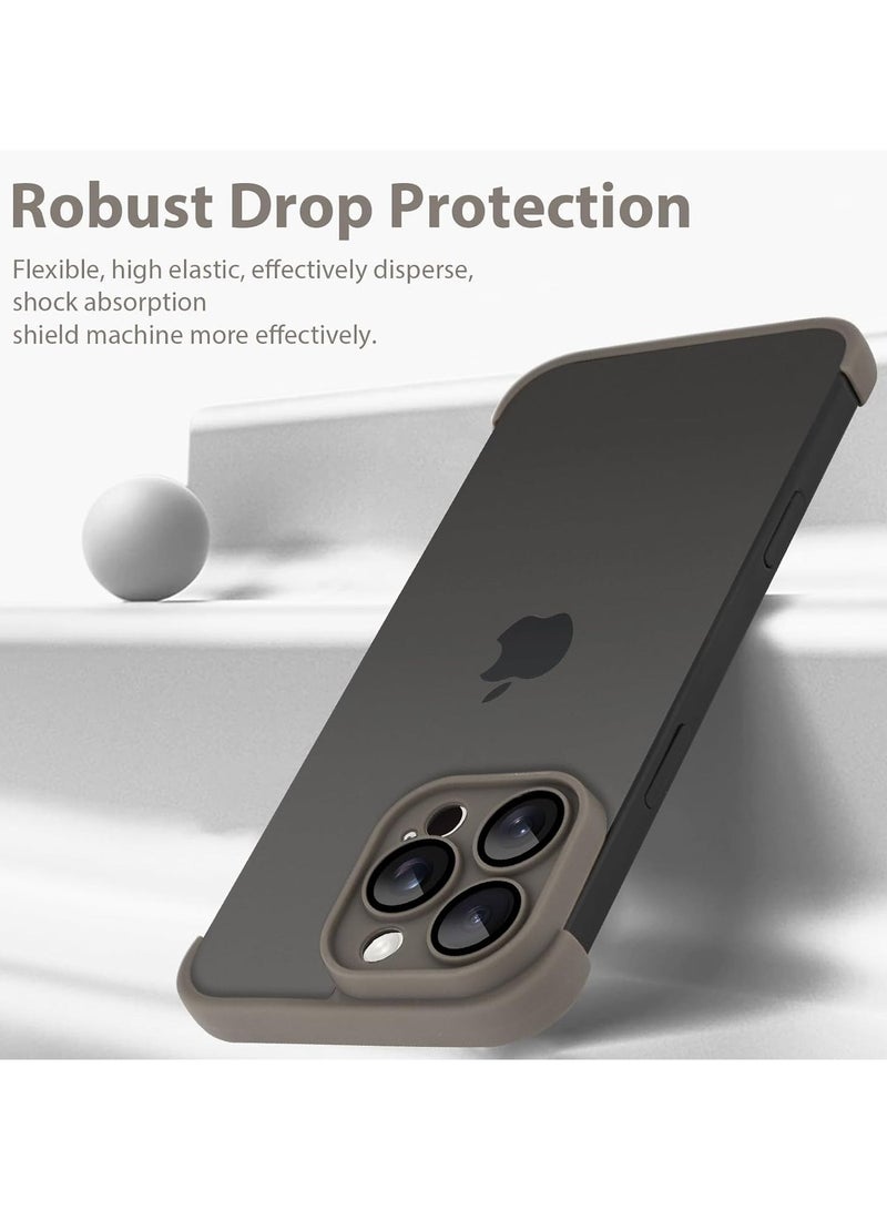 يوارب كينج 1Pcs iPhone Case TPU Bumper, Compatible for iPhone 16 Pro Case with Thin Lens Protection Case, Frameless Four Corner Fall Protection Mat, Slim Shockproof Soft TPU Silicone Cover, Grey - Image 4