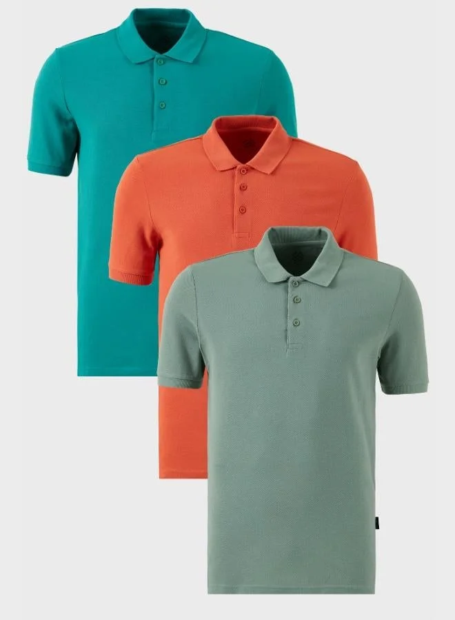 Buratti  Buratti Cotton Regular Fit Buttoned Polo Collar 3-Pack T Shirt Men's T-SHIRT 5902127S3 for Men | Best Price UAE