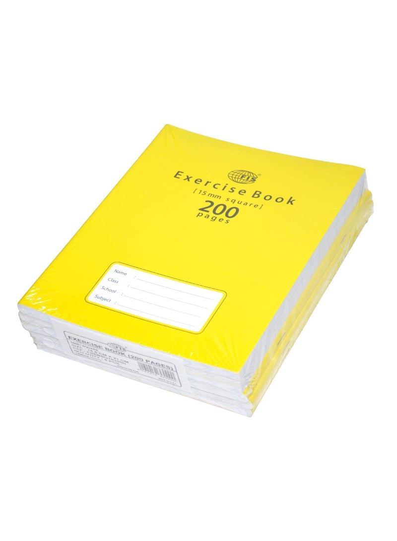 FIS Exercise Books 15 Mm Square With Left Margin, 200 Pages, Pack Of 6 Pieces, 16.5 X 21 Cm Size - FSEBSQ15200N - Image 1