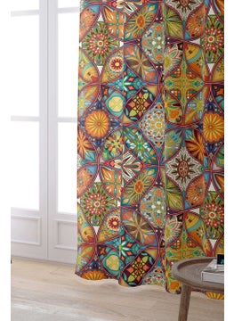 Cango Home Orange Multicolor Retro Vintage Patterned Digital Printed Curtain OTYK291-PR  - Image 2