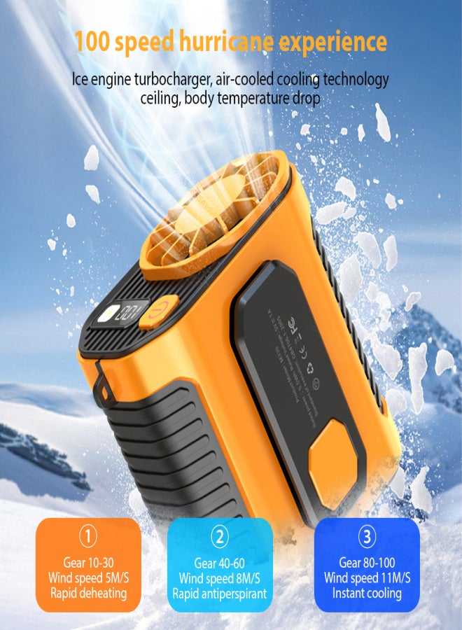 Portable Waist Fan 5000mAh Rechargeable Mini Fan Hands-free Turbo Personal Fan with Ultra Long Endurance 100 Levels Wind Speed Hanging Waist Fan for Outdoor Workplace Farm Travel Fishing - Image 5