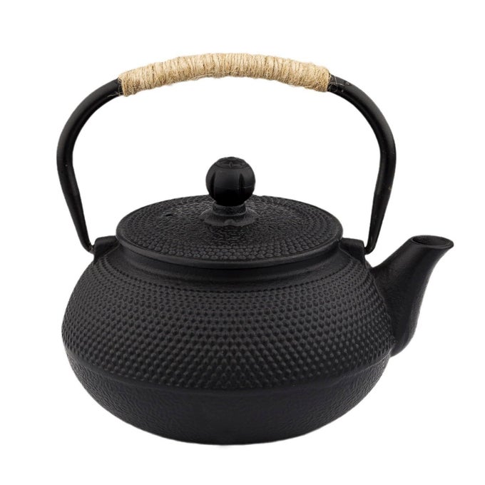 203OZ ONLY SMALL TEA KETTLE FOR 12 CUPS JAPANESE TETSUBIN CAST IRON TEAPOT WITH STAINLESS STEEL INFUSER FOR LOOSE LEAF COFFEE TEA POT FOR STOVETOP SAFE ENAMEL INTERIORBLACK 600ML