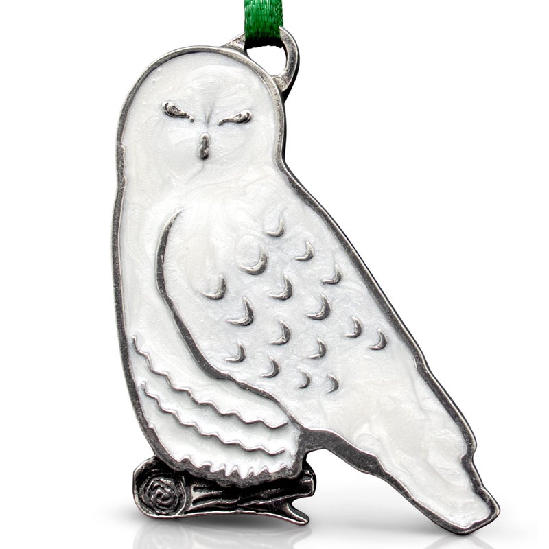 DANFORTH  Snowy Owl Pewter Christmas Ornament  Handcrafted Pewter Bird Ornament for Christmas Tree  1  Made in USA