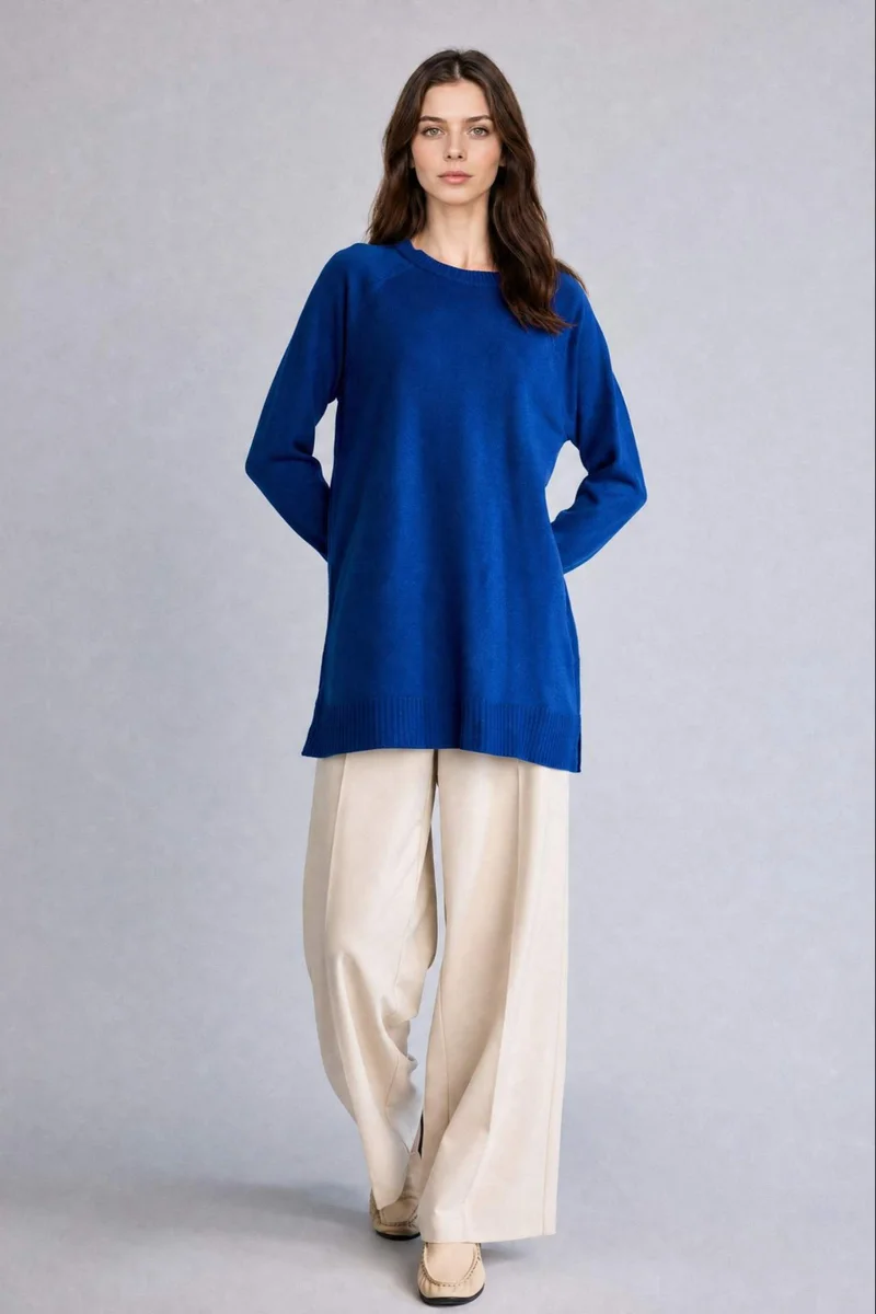 ديفاكتو Regular Fit Knitwear Crew Neck Tunic