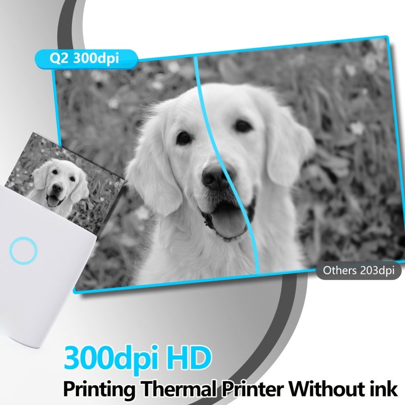 Mini Thermal Printer: 300Dpi Hd Clear Print Pocket Wireless Ink-Free Printer - Bluetooth App-Enabled Compact White Printer for Scrapbooking, Journaling and Diy Projects - Image 4