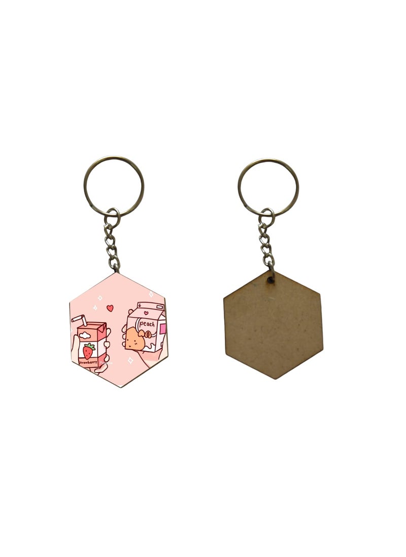 Generic Ecomology 50 Pcs Hexagon Shape Key Chains with Ring 50 x 50 mm MDF Art and Craft It is Suitable for All Type of Craft and Painting Activities Mandala Art MDF Board Suitable  - Image 2