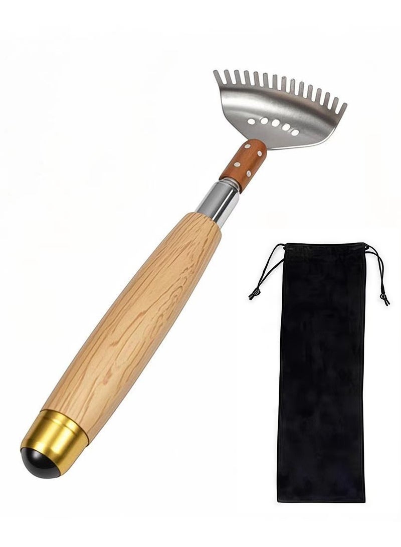 لوكي محظوظ تصغير الظهر هرش ، قابلة للتمديد الظهر هرش للرجال النساء ، معدن الفولاذ المقاوم للصدأ تصغير الظهر هرش أداة مع مقبض خشبي ، هدايا للرجال النساء - Image 1