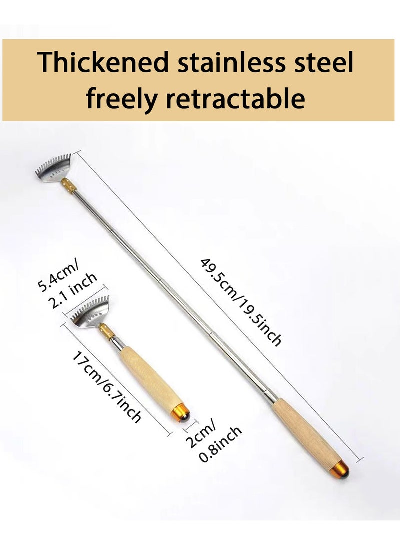 لوكي محظوظ تصغير الظهر هرش ، قابلة للتمديد الظهر هرش للرجال النساء ، معدن الفولاذ المقاوم للصدأ تصغير الظهر هرش أداة مع مقبض خشبي ، هدايا للرجال النساء - Image 2